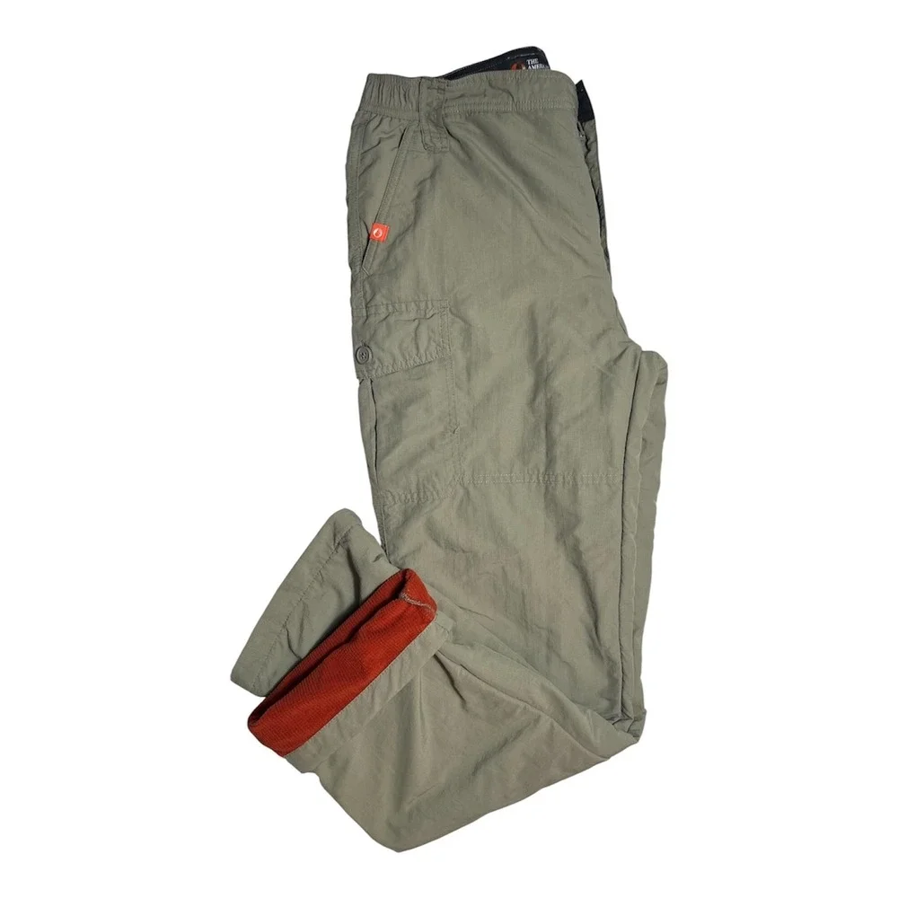 The American Outdoorsman Mens Sz 32x30 Fleece Lined Cargo Pants Olive Hike-2118